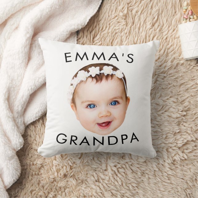 Custom Photo Face Mom Grandma Grandpa Birthday Throw Pillow (Blanket)
