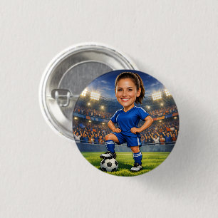 Custom Photo-Face Soccer/Football Star Caricature Button