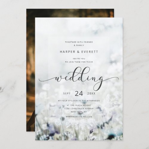 Custom Photo Fading Wildflower Meadow Wedding Invitation