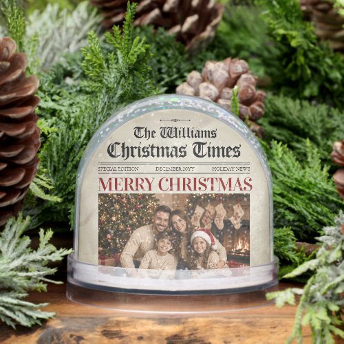 Custom Photo Family Globe, Christmas Newspaper Snow Globe