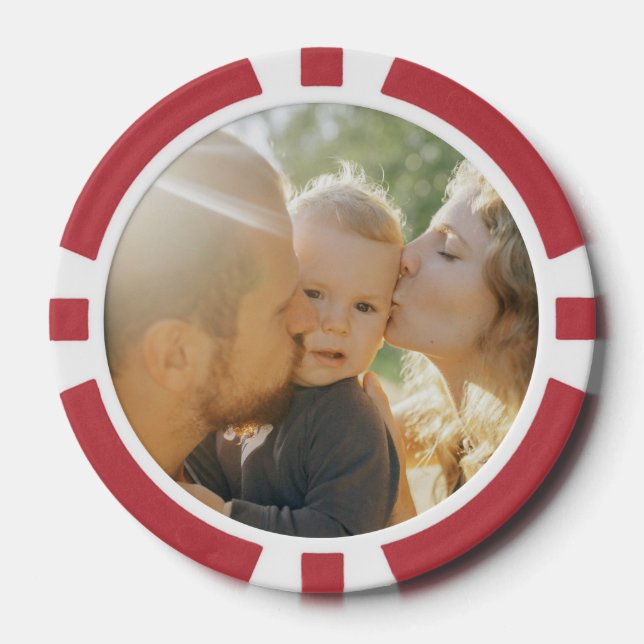 Custom Photo Family Kiss Personalized Text  Poker Chips (Front)