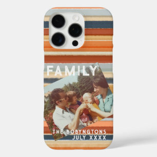 Custom photo family retro sunset stripes boho iPhone 16 pro case
