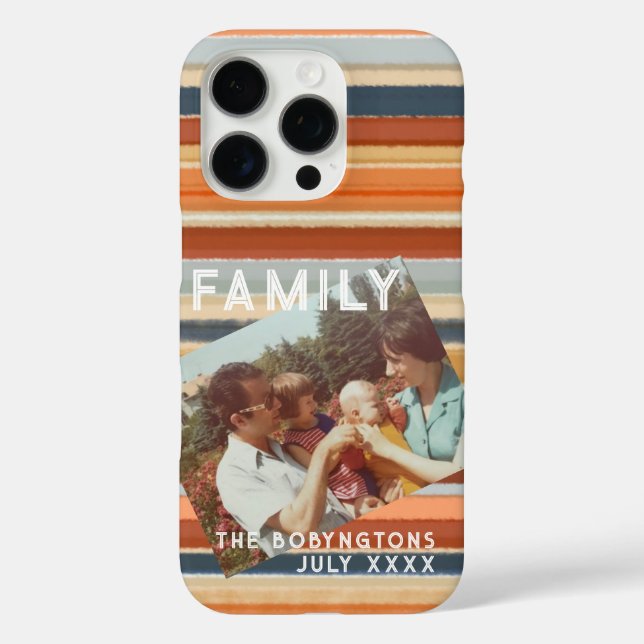 Custom photo family retro sunset stripes boho  Case-Mate iPhone case (Back)