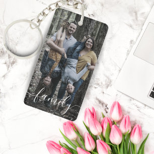 Custom Photo Family Script Personalized Keychain