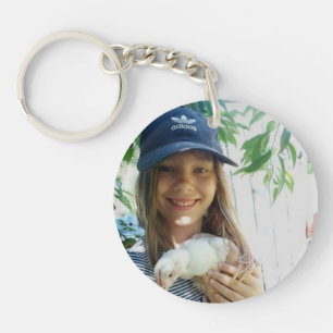 Custom photo family simple minimalist keychain