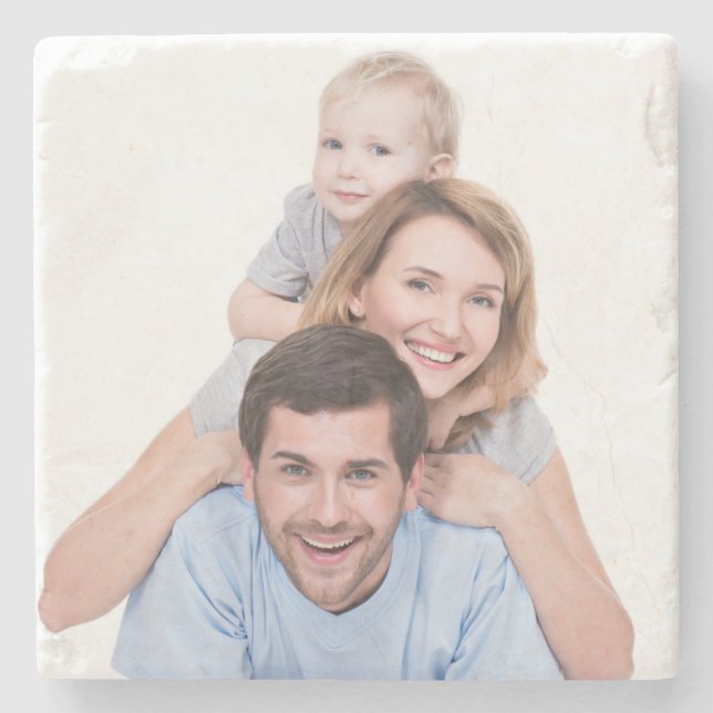 Custom Photo Family Wedding Newlyweds Couples Stone Coaster (Front)