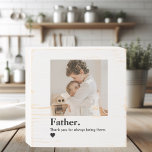 Custom Photo  | Father Thank You Gift Wooden Box Sign<br><div class="desc">Celebrate the love and strength of fatherhood with this custom wooden box sign, beautifully designed with the heartfelt quote: “Father. Thank you for always being there.” Upload your favorite photo to create a touching, timeless keepsake for Father’s Day, birthdays, or just to show appreciation. With a rustic distressed finish and...</div>