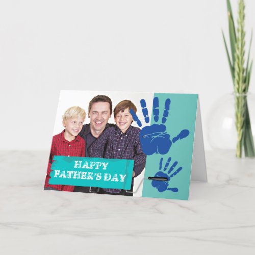 Custom Photo Fathers Day Hand Prints Card