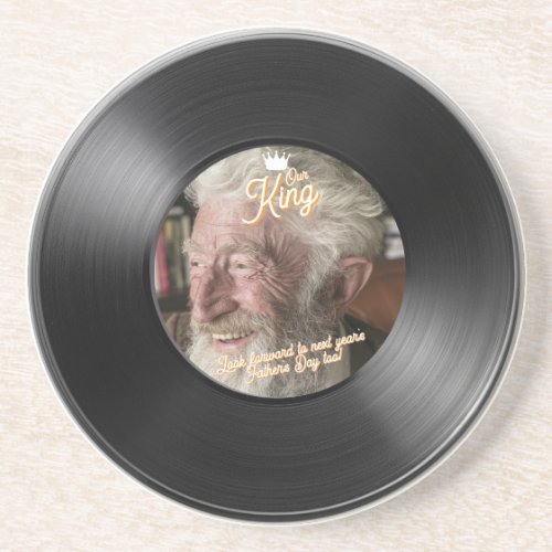 Custom Photo Father's Day Record Sandstone Coaster