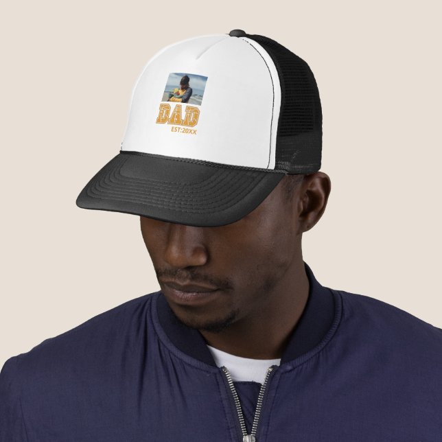 Custom photo Fathers day Sports Dad Basketball Dad Trucker Hat (In Situ)