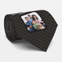 Custom Photo Fathers Day Ties, Gray Stripe
