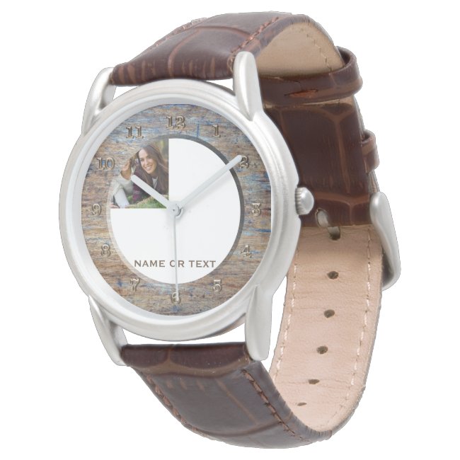 Custom Photo Fathers Day Watch for Dad Rustic