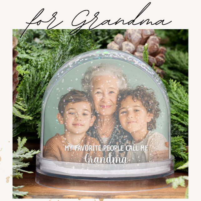 Custom Photo Favorite People Call Me Grandma Snow Globe (Personalized photo snow globe for Grandma)