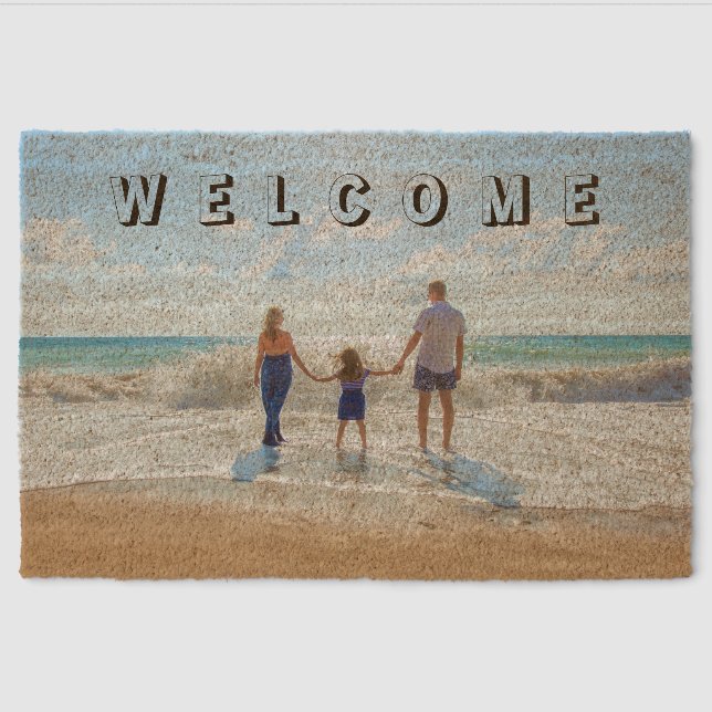 Custom Photo Fiber Doormat with Text Welcome (Front)