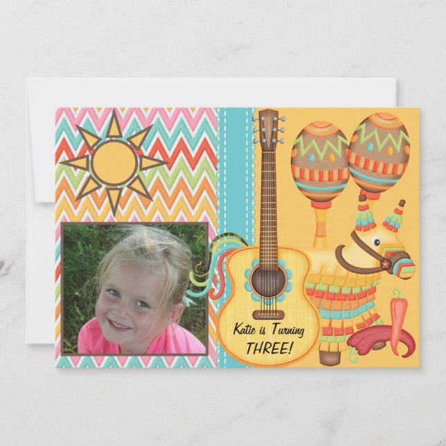 Custom Photo Fiesta Birthday Invitation (Front)