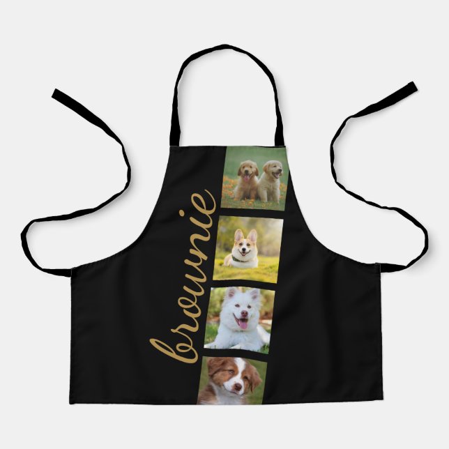 Custom Photo Film Strip Black Apron with Script  (Front)