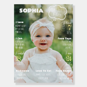 Custom Photo First Birthday Milestones Sign