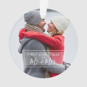 Custom Photo First Christmas as Mr and Mrs Ornament