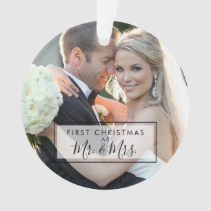 Custom Photo First Christmas as Mr and Mrs Ornament
