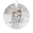 Custom Photo First Christmas Engaged Gray Script