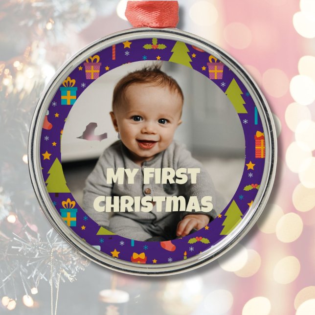 Custom Photo First Christmas Gifts for Daughter Metal Ornament (Custom Photo First Christmas Gifts for Daughter)