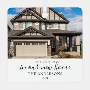 Custom Photo First Christmas New Home Metal Ornament