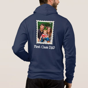 Custom Photo First Class Dad on Fist Class Postage Hoodie