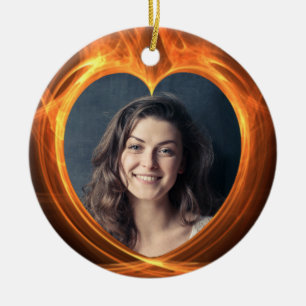 Custom Photo Flaming Orange Graduation Keepsake Ceramic Ornament