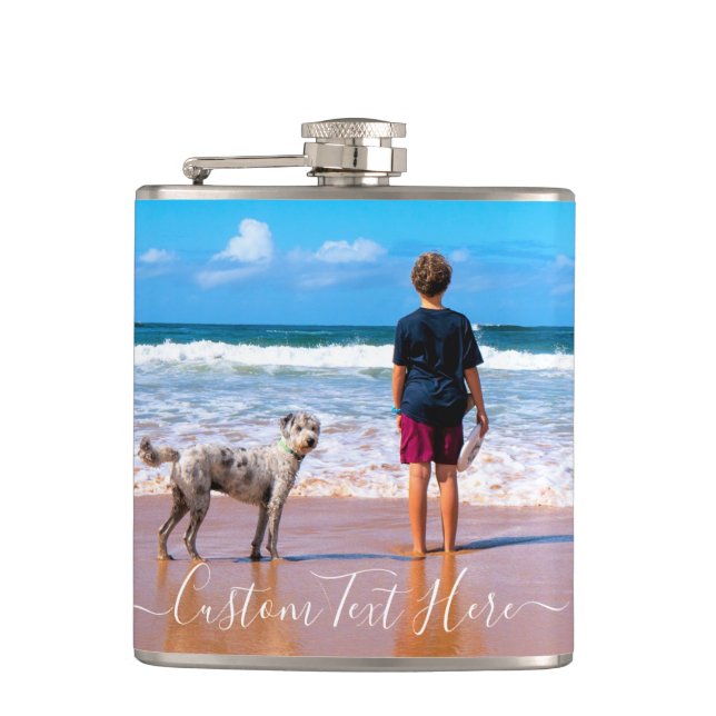 Custom Photo Flask Gift Your Pet Photo and Text (Front)