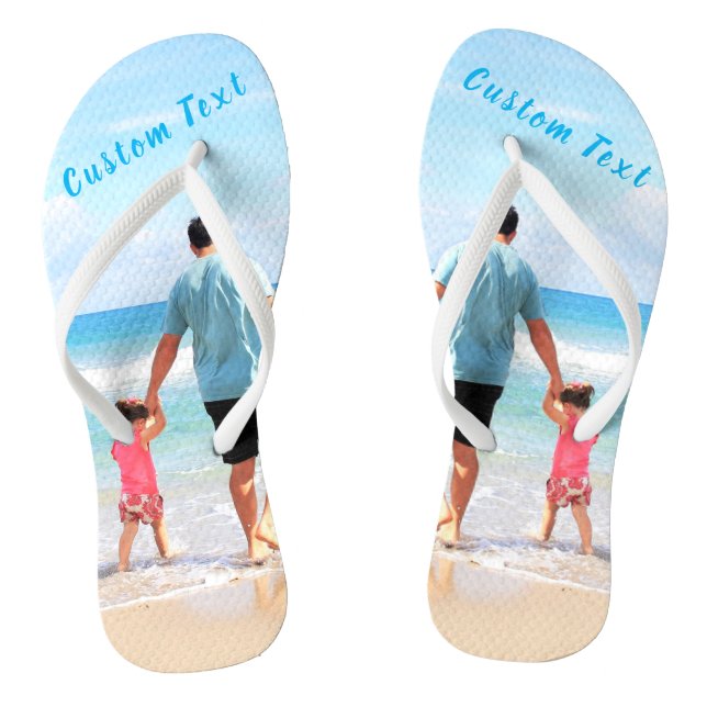 Custom Photo Flip Flops Personalized Text (Footbed)