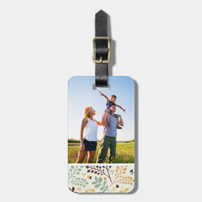 Custom Photo Floral Butterfly Pattern Luggage Tag (Front Vertical)