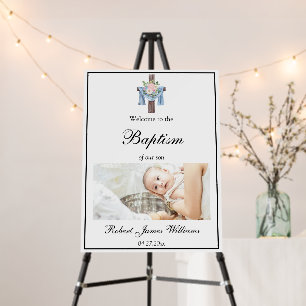 Custom Photo Floral Christening Baptism Welcome Foam Board