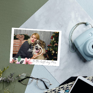 Custom Photo Floral Happy Mothers Day best dog mom Holiday Card