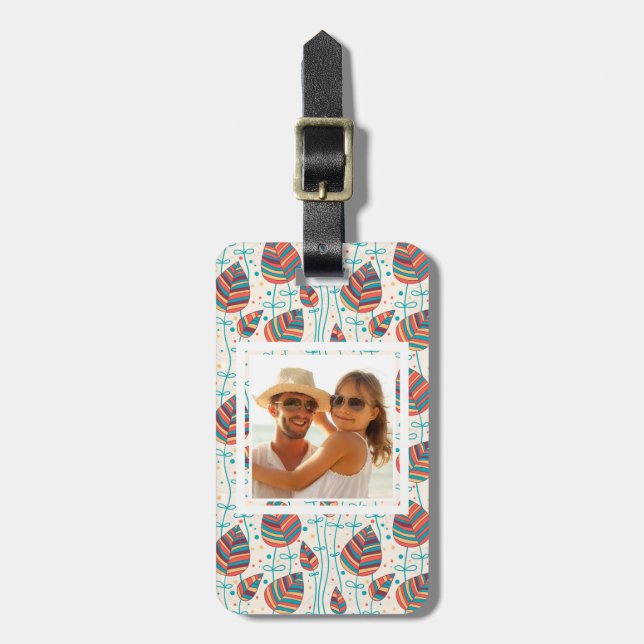 Custom Photo Floral pattern 5 Luggage Tag (Front Vertical)