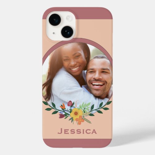 Custom Photo Floral Pink Personalised Case_Mate iPhone 14 Case