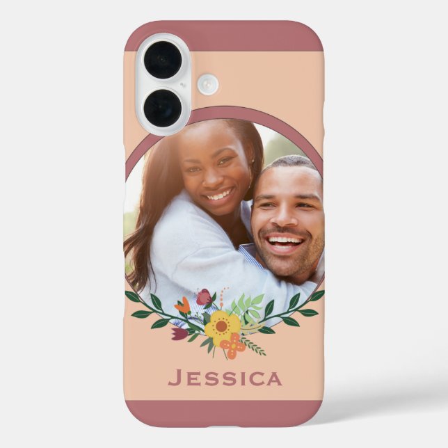 Custom Photo Floral Pink Personalised Case-Mate iPhone Case (Back)