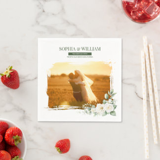 Custom Photo Floral Wedding Napkins
