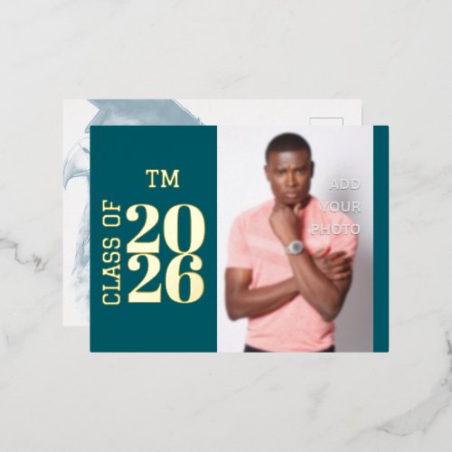 Custom Photo Foil Graduation Invitation Postcard