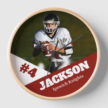 Custom Photo Football Coach Player Thank You Gift Clock by Team_Lawrence at Zazzle