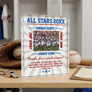 Custom Photo Football Coach Team Roster Award Block