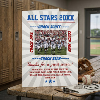 Custom Photo Football Coach Team Roster Sports Card