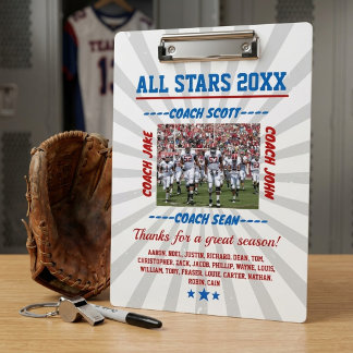 Custom Photo Football Coach Team Roster Sports Clipboard