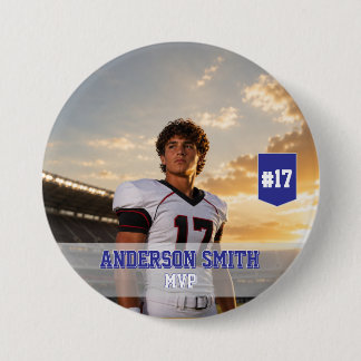 Custom Photo Football MVP Button Pin