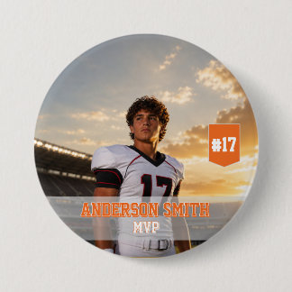 Custom Photo Football MVP Button Pin