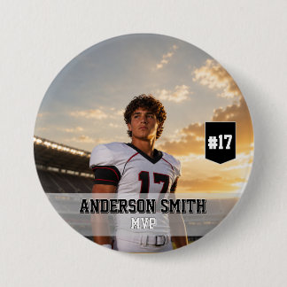 Custom Photo Football MVP Button Pin