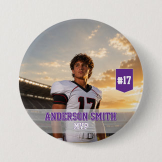 Custom Photo Football MVP Button Pin
