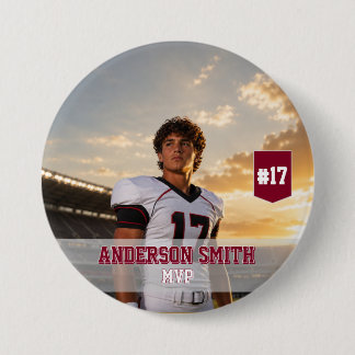Custom Photo Football MVP Button Pin
