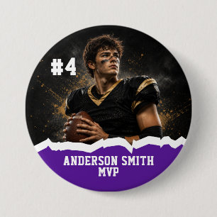 Custom Photo Football MVP Button Pin