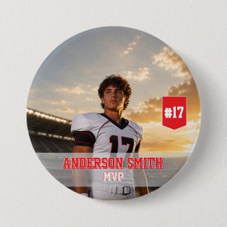Custom Photo Football MVP Button Pin