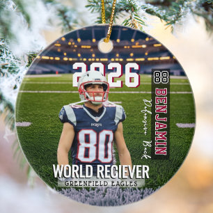 Custom Photo Football Player Ceramic Ornament